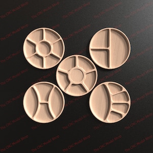 5 Pcs. 3D STL file of Circular Tray Pack #2 for CNC Router Carving