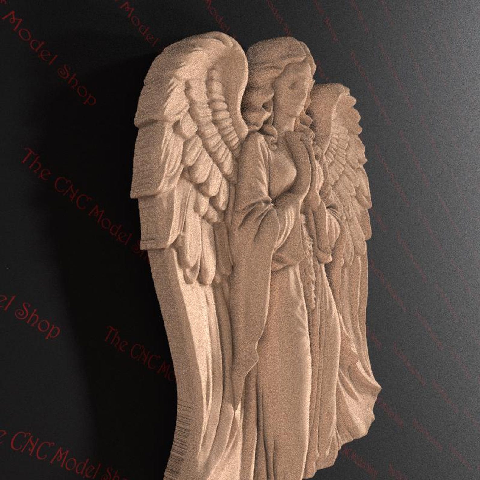 Praying Angel 3D Relief STL File for CNC Router Carving or 3D Resin ...