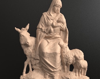 3D relief STL file of a Nativity Scene with Mary and Baby Jesus for CNC carving