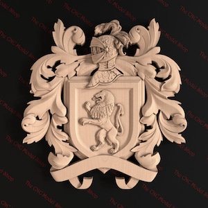 Family Crest, Coat of Arms, 3d relief STL file for CNC router / engraving or 3D printing