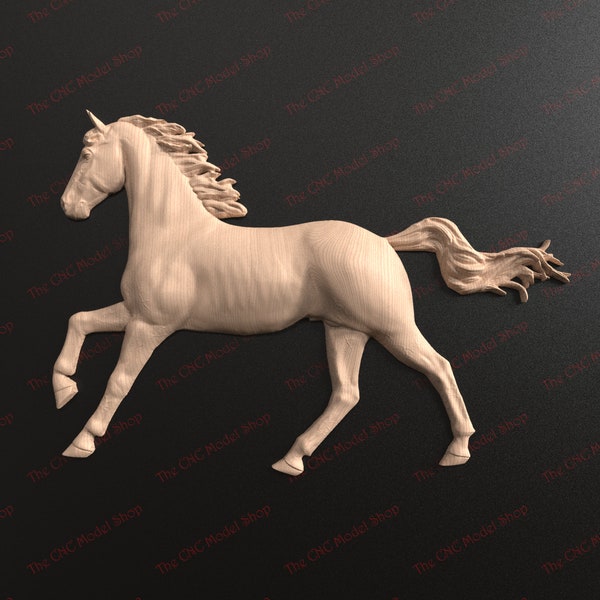 3D STL file of a Running Horse for CNC carving