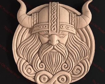 Viking Warrior Head 3D Relief STL File for CNC Router Carving or 3D Resin Printing – Norse Mythology Wall Art | VCarve | Aspire