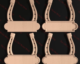 4pcs Horseshoe Sign, 3D Relief STL file for CNC router carving
