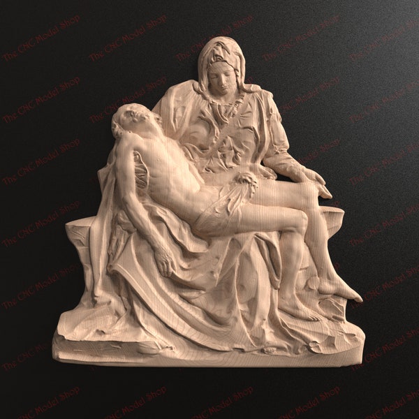 Fichier STL en relief 3D de La Pieta de Michel-Ange pour la sculpture en relief CNC