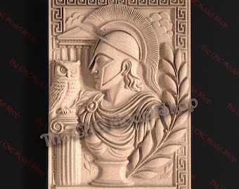 Athena Greek Goddess 3D Relief STL File for CNC Router Carving or 3D Resin Printing – Classical Mythology Wall Art