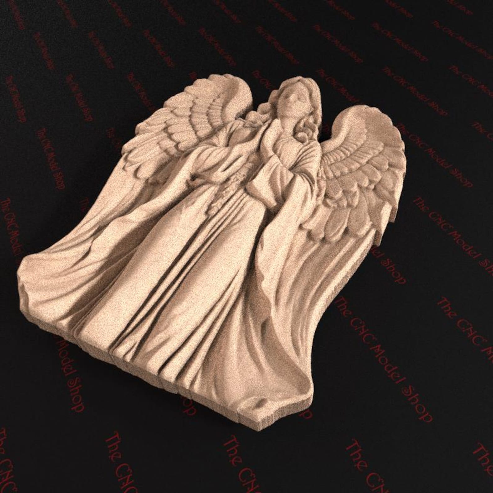 Praying Angel 3D Relief STL File for CNC Router Carving or 3D Resin ...