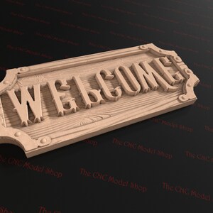 Welcome Sign, 3D Relief STL File for CNC Router Carving - Etsy