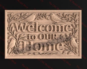 Home Sweet Home 3D Relief STL File for CNC Router Carving or 3D Resin Printing – Ornate Vintage Style Wall Sign