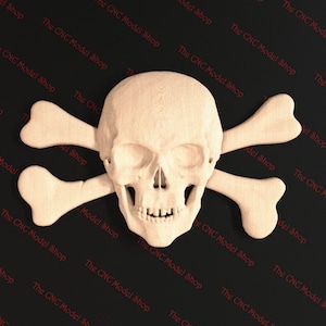 Skull and Bones, 3d stl relief file for cnc router carving, engraving or 3D printing