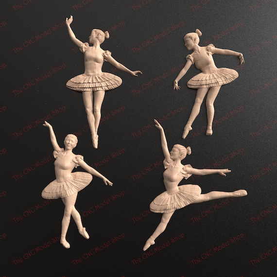 4 Pcs 3D Relief STL Files of a Ballerina Pack 2 Etsy