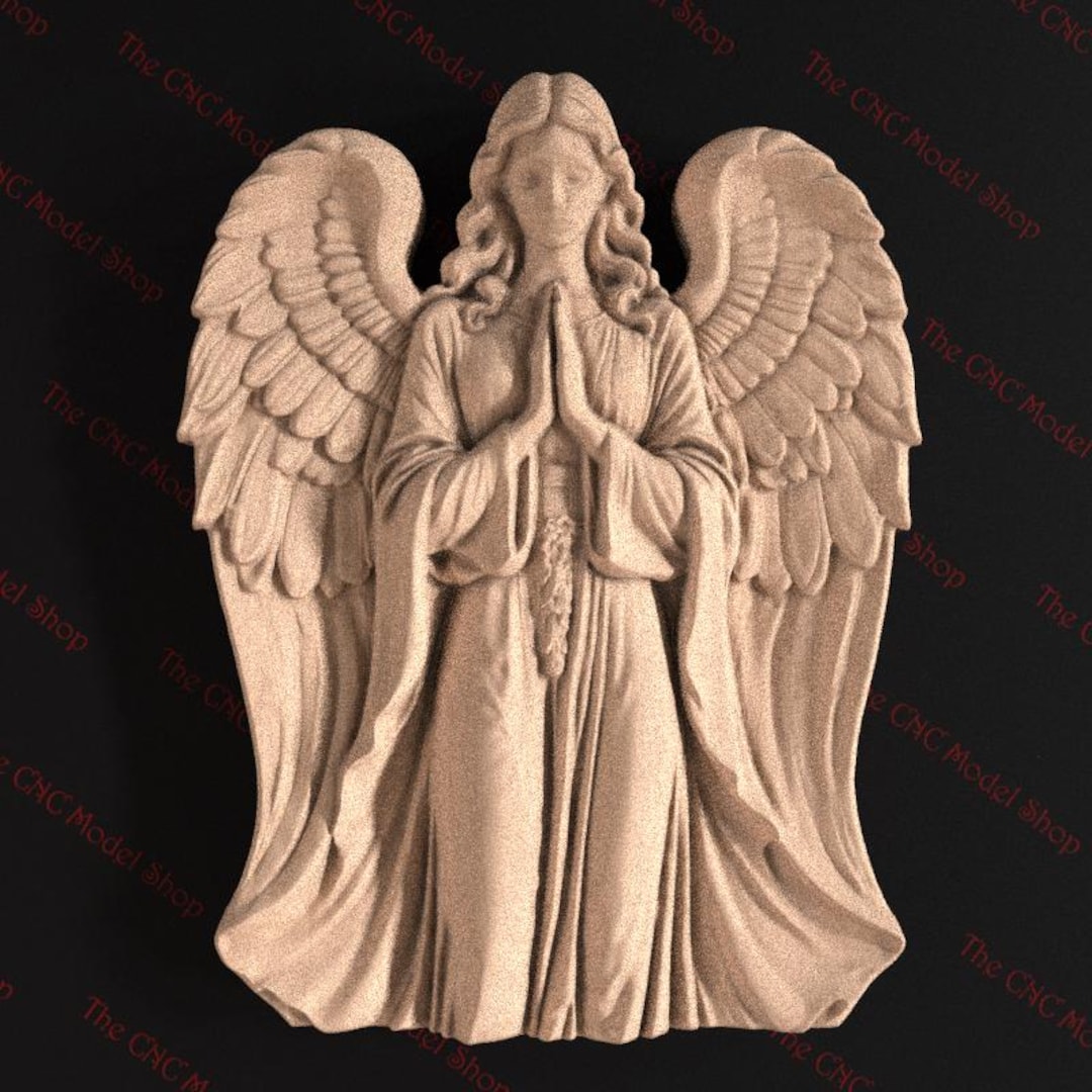 Praying Angel 3D Relief STL File for CNC Router Carving or 3D Resin ...