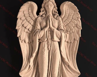 Praying Angel 3D Relief STL File for CNC Router Carving or 3D Resin Printing Religious Art Guardian Gift