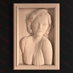 Archivo de relieve STL 3D de un retrato de Marilyn para tallado de enrutador CNC o impresión 3D