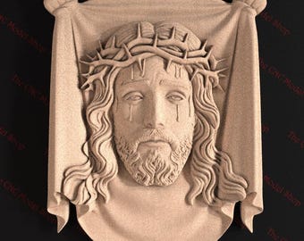 Schleier der Veronica 3D Relief STL Datei für CNC Fräser Carving oder 3D Resin Druck - Religiöse Christliche Wandkunst