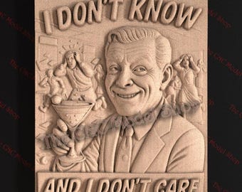 Non lo so e non mi interessa, file STL in rilievo 3D con umorismo retrò per intaglio con router CNC o stampa 3D in resina, decorazione murale