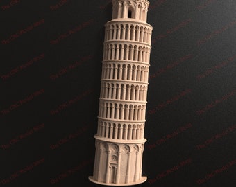 2 pcs, 3D Relief STL file of The Leaning Tower of Pisa for CNC relief carving