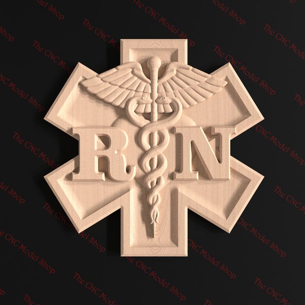 3d Relief STL file of an RN wall art plaque for cnc router carving