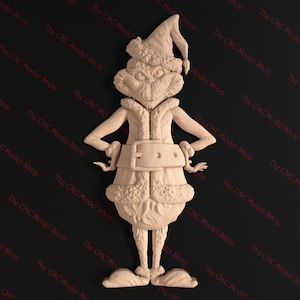 3D STL relief file of a Holiday Christmas character for cnc carving/engraving