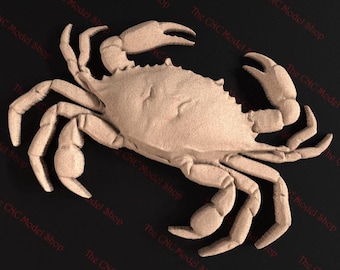Blaue Krabbe 3D Relief STL-Datei für CNC-Fräser Carving oder 3D-Harzdruck Nautische Küsten Ozean Sea Life Decor | Maritim | Fisch | Angeln