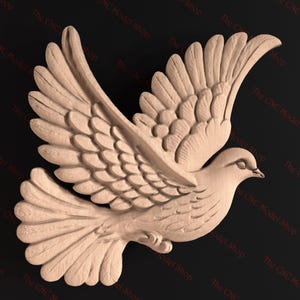 3D STL relief file of a flying dove for CNC carving/engraving