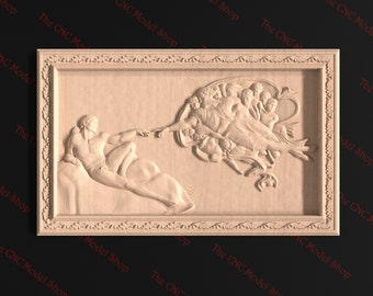 3D STL relief of The Creation of Adam for CNC carvcing