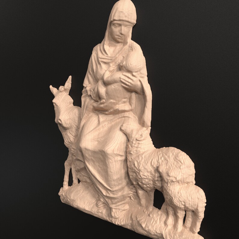 3D Relief STL File of a Nativity Scene With Mary and Baby Etsy