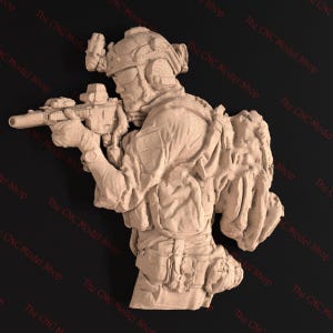 3D STL Relief CNC Router file of a Soldier for CNC carving