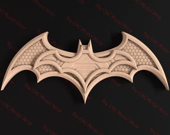 Bat Logo, Emblem, 3d STL relief file for CNC router carving, engraving | VCarve