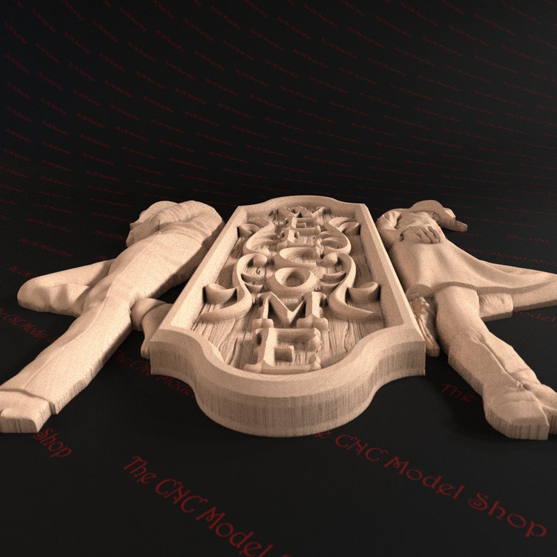 3D Relief STL File of a Welcome Sign With Cowboy and Cowgirl Leaning ...