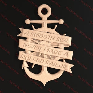 Signe nautique : Une mer douce..., fichier de routeur CNC en relief 3d .stl pour la sculpture cnc, la gravure ou l'impression 3D