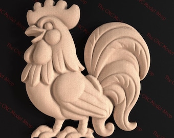Rooster 3D STL Relief File for CNC Router Carving or 3D Resin Printing - Farmhouse Decor and Rustic Wall Art