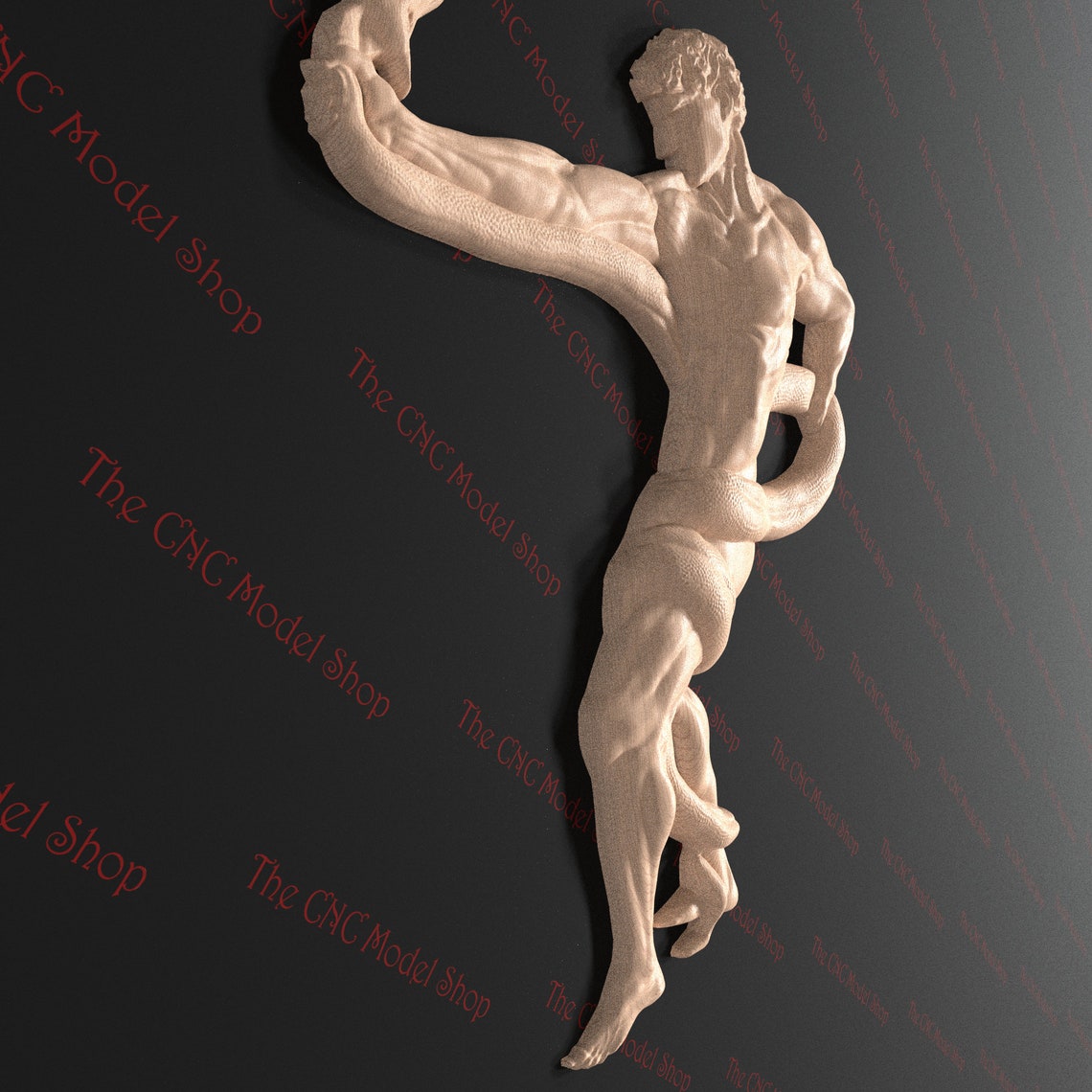 3D Relief STL File of an Athlete Wrestling a Python for CNC - Etsy