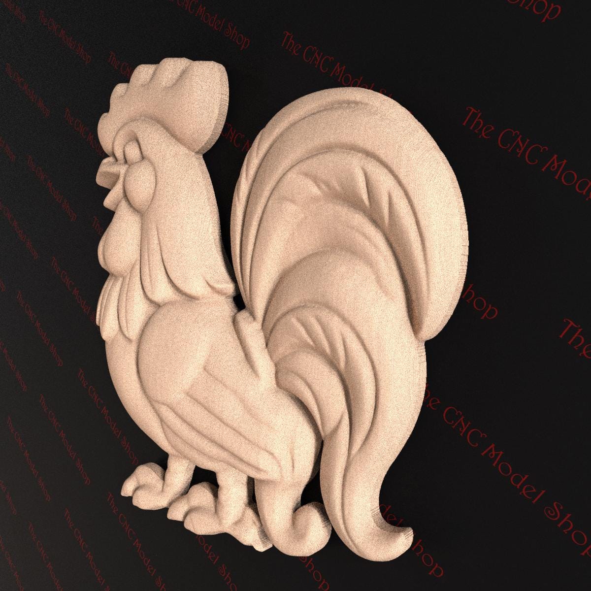 Rooster 3D STL Relief File for CNC Router Carving or 3D Resin Printing ...