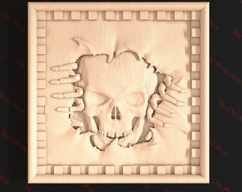 Skeleton Breaking Through, 3d stl relief file for cnc router carving, engraving or 3D printing