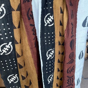 Handmade African Bogolan Mudcloth – Multicolor Striped Mud Cloth with Traditional Symbols | Tribal Decor | Authentic Textile from Mali