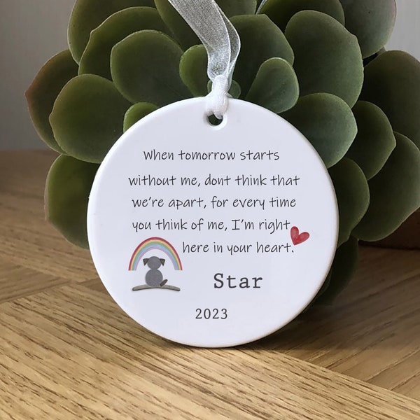 Pet Loss Gift, Dog Bereavement Bauble Keepsake, To Remember a Loved Pet Dog, Pet Loss Memorial Plaque Personalised with Name