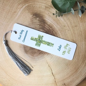 First Holy Communion Book Mark, Personalised Metal Name Bookmark, Bible Book mark, 1st Communion gift Keepsake Gift for son, granson, Blue