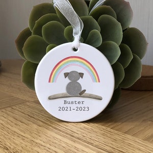 Dog Loss Gift, Pet Bereavement Bauble Keepsake, To Remember a Loved Pet Dog, Pet Loss Memorial Plaque Personalised with Name & Dates