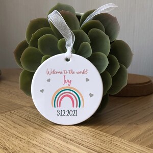 Welcome To The World Gift, New Baby gift, postpartum mum, Baby Ornament, Personalised New Baby Bauble, Baby Keepsake, Baby Gift PINK