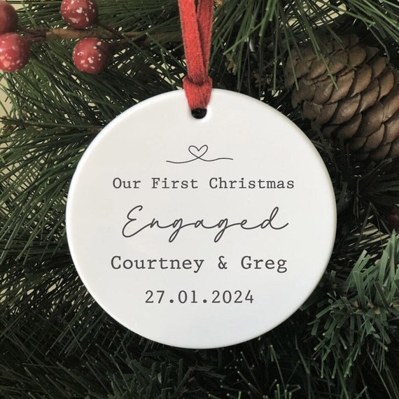 Personalised engagement christmas online bauble