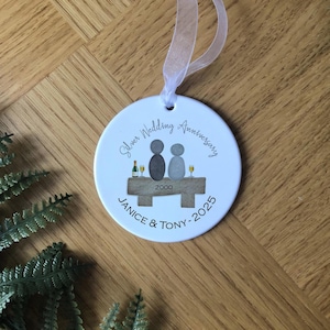 Silver wedding anniversary bauble pebble people