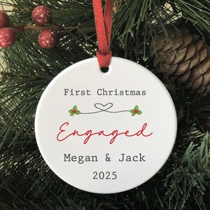 Personalised First Christmas Engaged Bauble: Custom Xmas Ornament