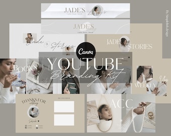 Modern & Minimal Youtube Channel KitI Youtube BrandingI Animated Intro,EndscreenI Youtube Banner,Thumbnail Template, Editable Canva Template