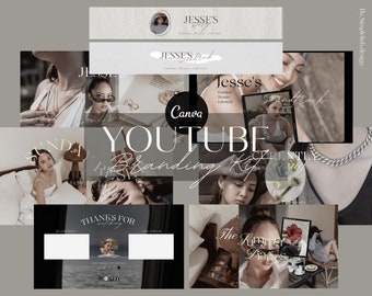 Youtube Branding Kit, Animated Intro and Endscreen, Youtube Banner, Thumbnail Template, Youtube Channel Art, Editable Canva Template