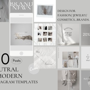 40 Minimalist I Modern Instagram Post Templates for Canva, Minimal Instagram Post Template Editable in Canva, Social media template Canva