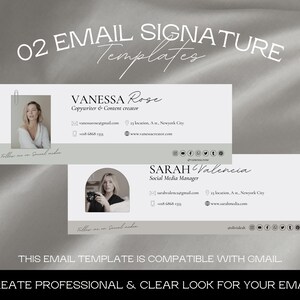 02 Moderne | Minimale ontwerpsjabloon voor Gmail-e-mailhandtekening, afbeelding voor e-mailhandtekening Gmail-sjabloon, Gmail-handtekeningsjabloon bewerkbaar in Canva