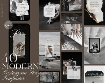 40 Modern Instagram Story Templates for Canva| IG Stories Editable in Canva, Social Media Template Canva