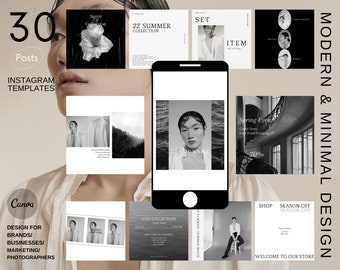 30 Minimal Instagram Post TemplateI Canva Instagram Feed TemplateI Fashion, Beauty, Jewelry, Skincare Template Canva| Social Media Canva