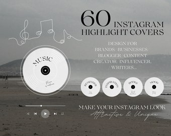 60 Editable Aesthetic Highlight Covers for Instagram| Minimalist IG Highlight Icon| Instagram Story Highlights Canva