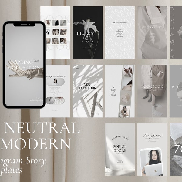 40 Plantillas minimalistas de historias de Instagram modernas para Canva, Plantilla mínima de historias de Instagram editables en Canva, Plantilla de redes sociales Canva